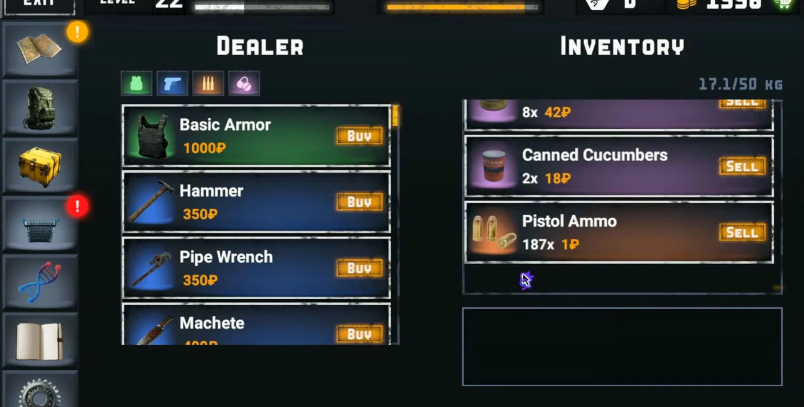 Path of Survivor gameplay screenshot - Weapon customization menu